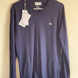 Lacoste Mens Long Sleeve Jersey Puma V neck T-shirt